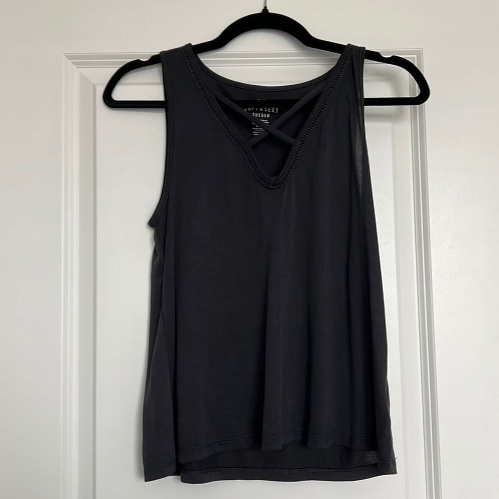 Soft & sexy sueded AE tank with criss cross - NWT